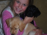 Katherine with her puppies