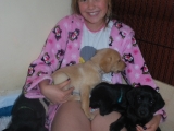 Katherine with her puppies