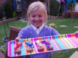 The prizes of bonios with coloured ribbon